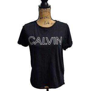 Calvin Klein Logo T-Shirt Crew Neck Short Sleeve‎ Casual Top Black M